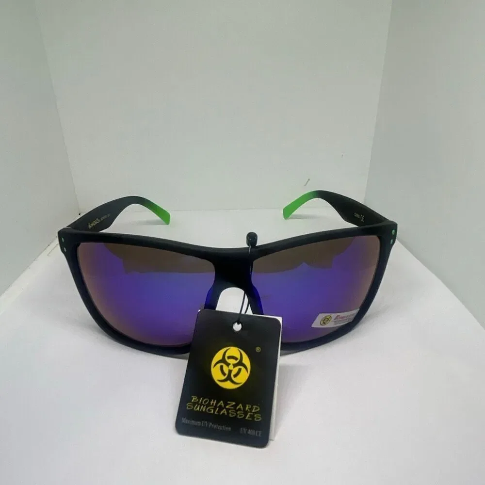 Biohazard Mirrored Sunglasses Men’s UV400 Protection